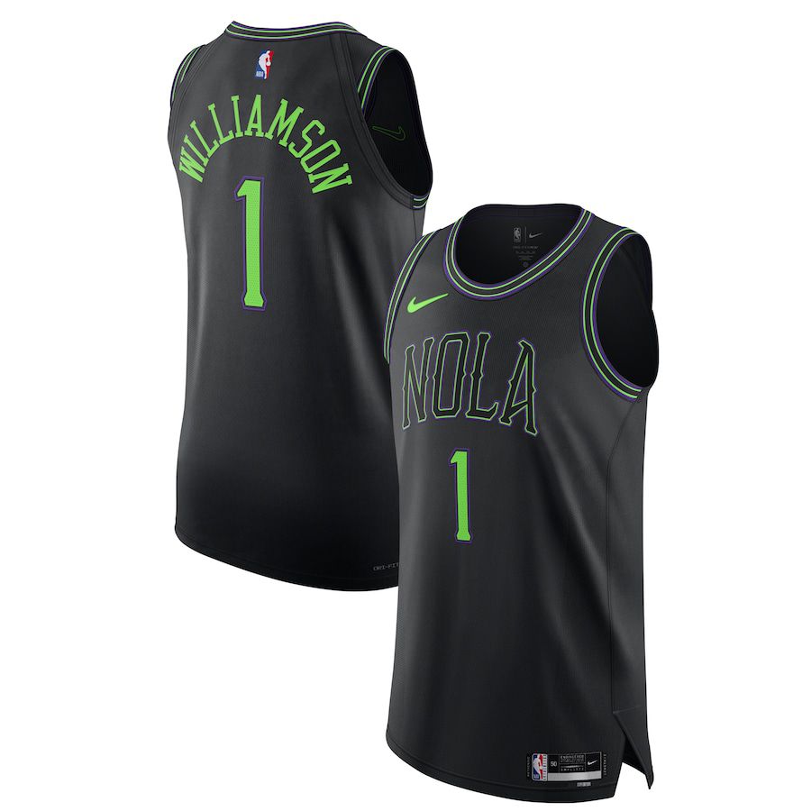 Men New Orleans Pelicans #1 Zion Williamson Nike Black City Edition 2023-24 Authentic NBA Jersey->new orleans pelicans->NBA Jersey